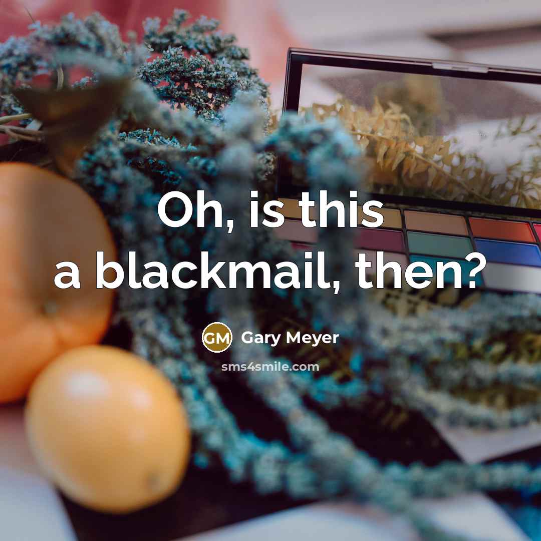 “Oh, is this a blackmail, then?” quote by Gary Meyer