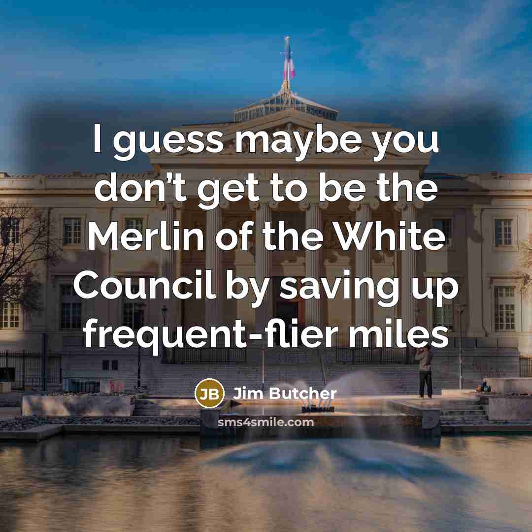 “I guess maybe you don’t get to be the Merlin…” quote by Jim Butcher