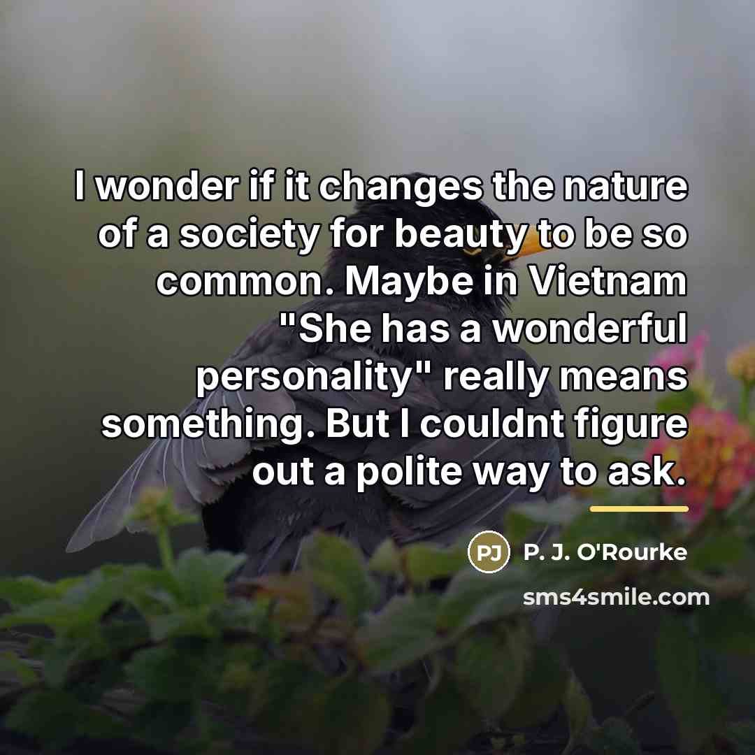 “I wonder if it changes the nature of a society…” quote by P. J. O'Rourke