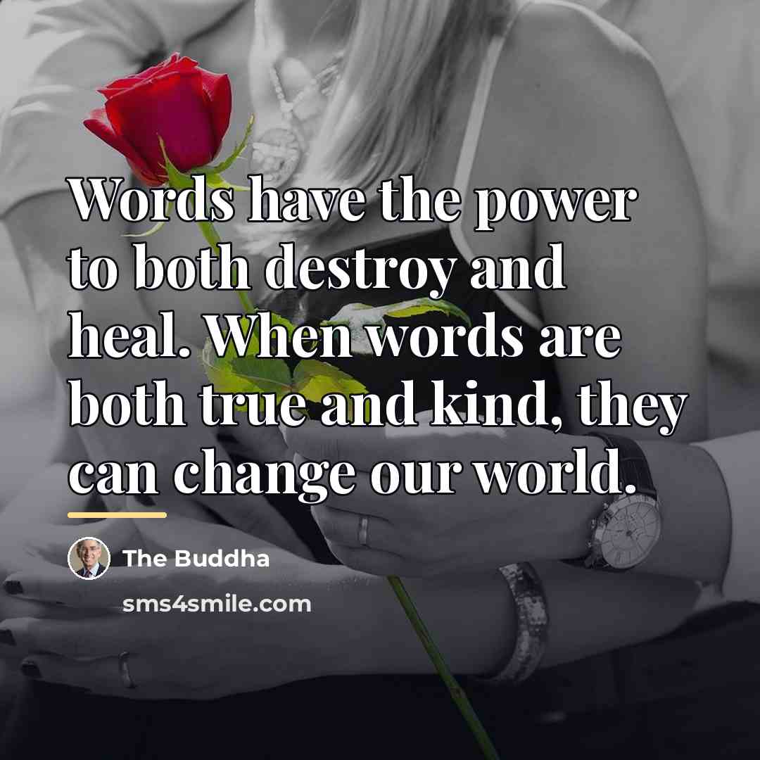 “Words have the power to both destroy and heal. When…” quote by The Buddha