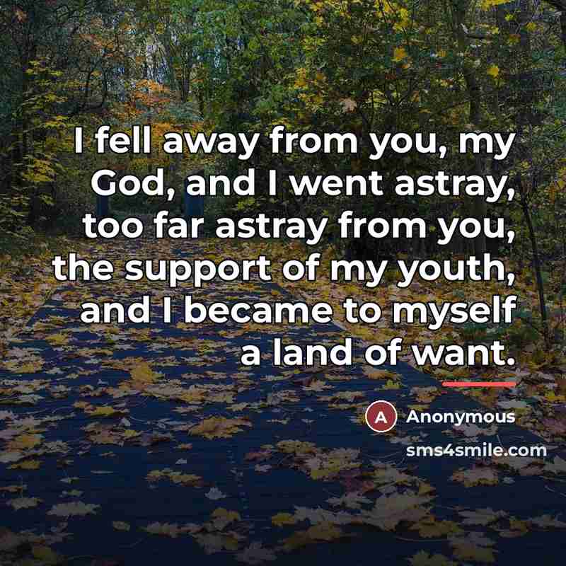 “I fell away from you, my God, and I went…” quote by Anonymous