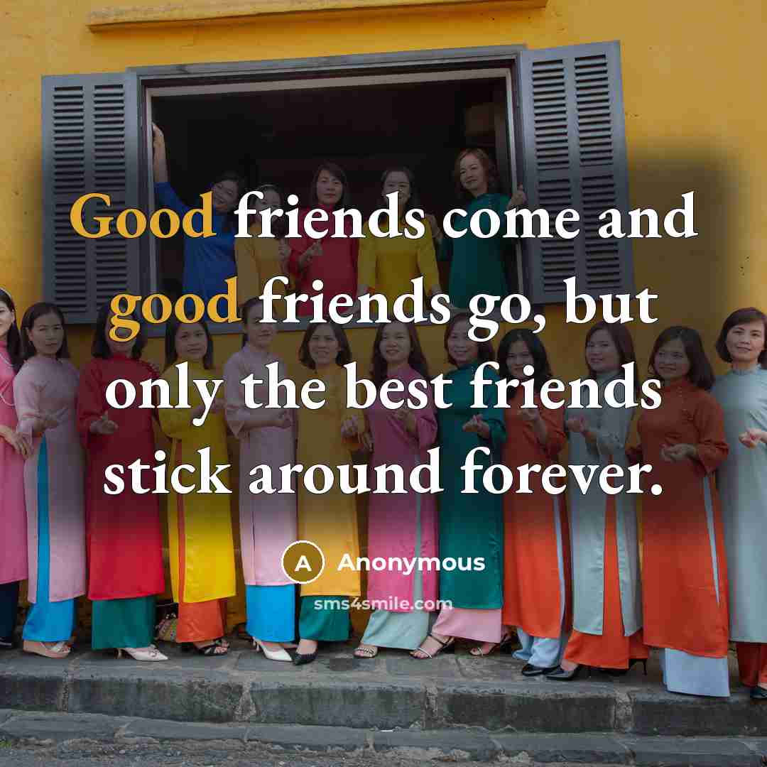 “Good friends come and good friends go, but only the…” quote by Anonymous