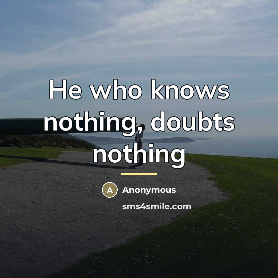 “He who knows nothing, doubts nothing…” quote by Anonymous