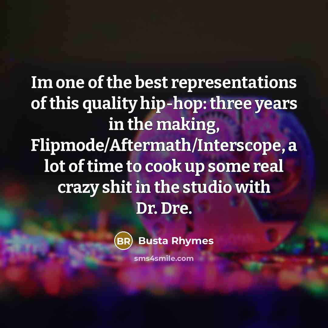 “Im one of the best representations of this quality hip-hop:…” quote by Busta Rhymes