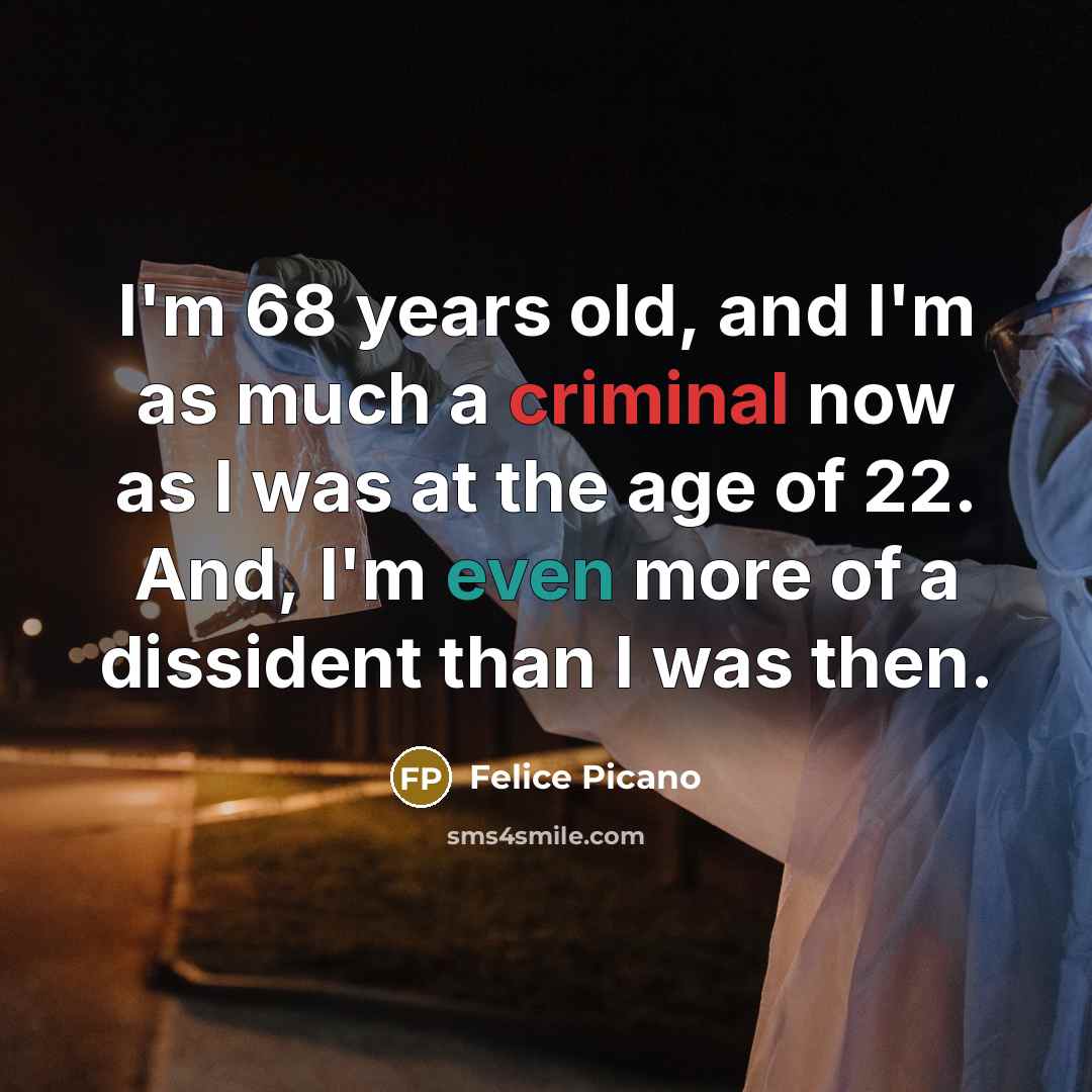 “I'm 68 years old, and I'm as much a criminal…” quote by Felice Picano