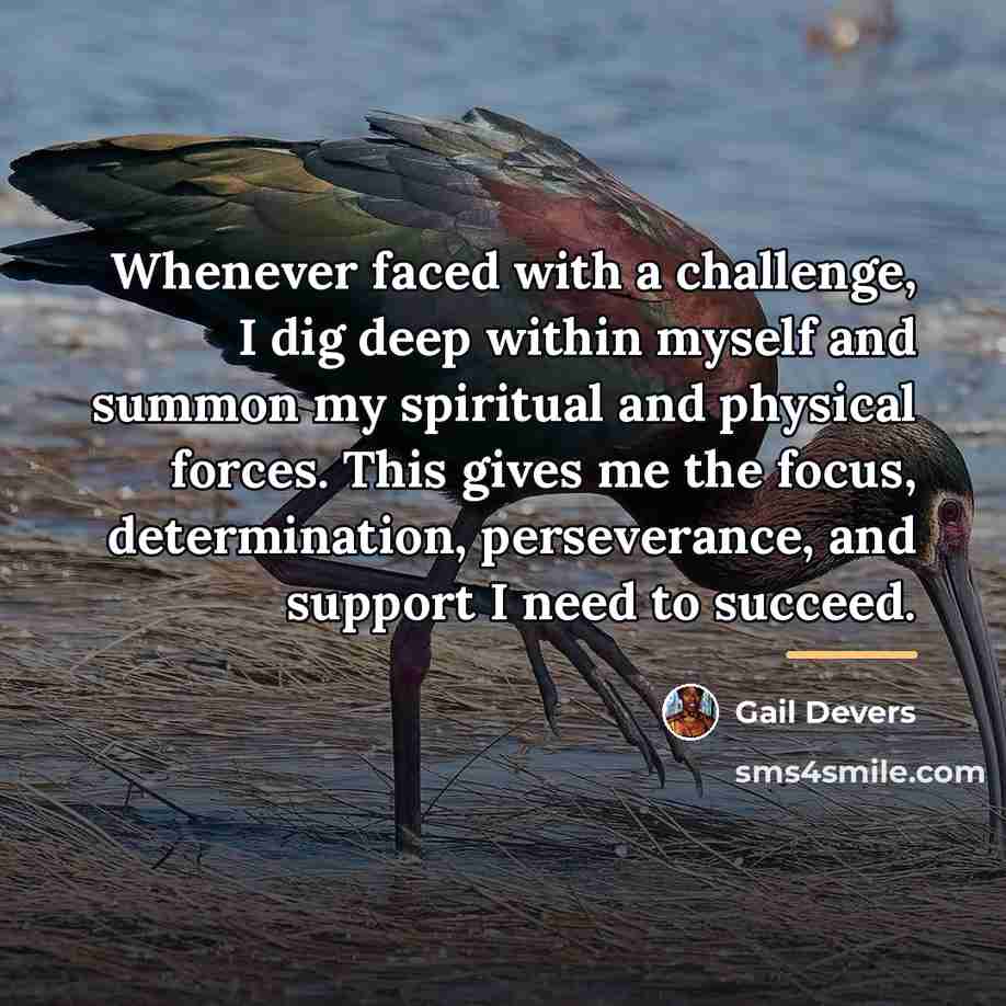 “Whenever faced with a challenge, I dig deep within myself…” quote by Gail Devers