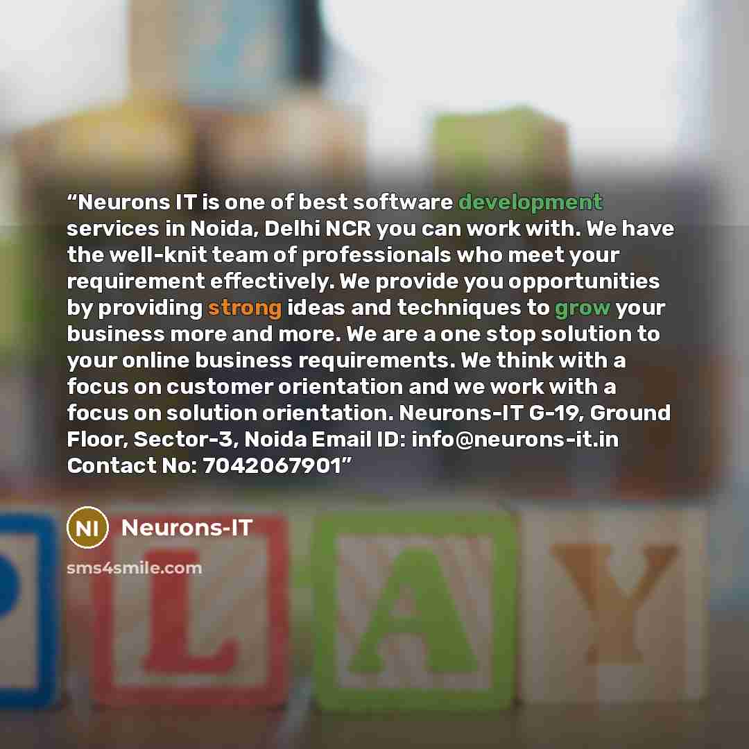 “Neurons IT is one of best software development services in Noida, Delhi NCR you can work with. We have the well-knit team of professionals who meet your requirement effectively. We provide you opportunities by providing strong ideas and techniques to grow your business more and more. We are a one…” quote by Neurons-IT