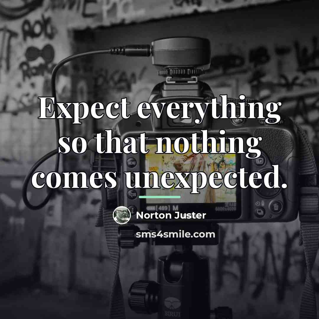 “Expect everything so that nothing comes unexpected.…” quote by Norton Juster