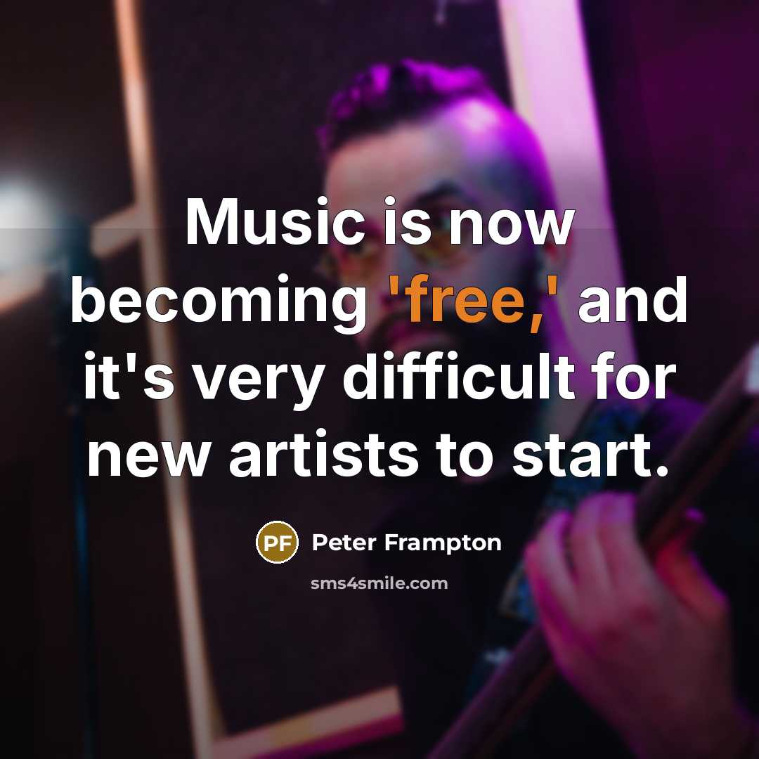 “Music is now becoming 'free,' and it's very difficult for…” quote by Peter Frampton