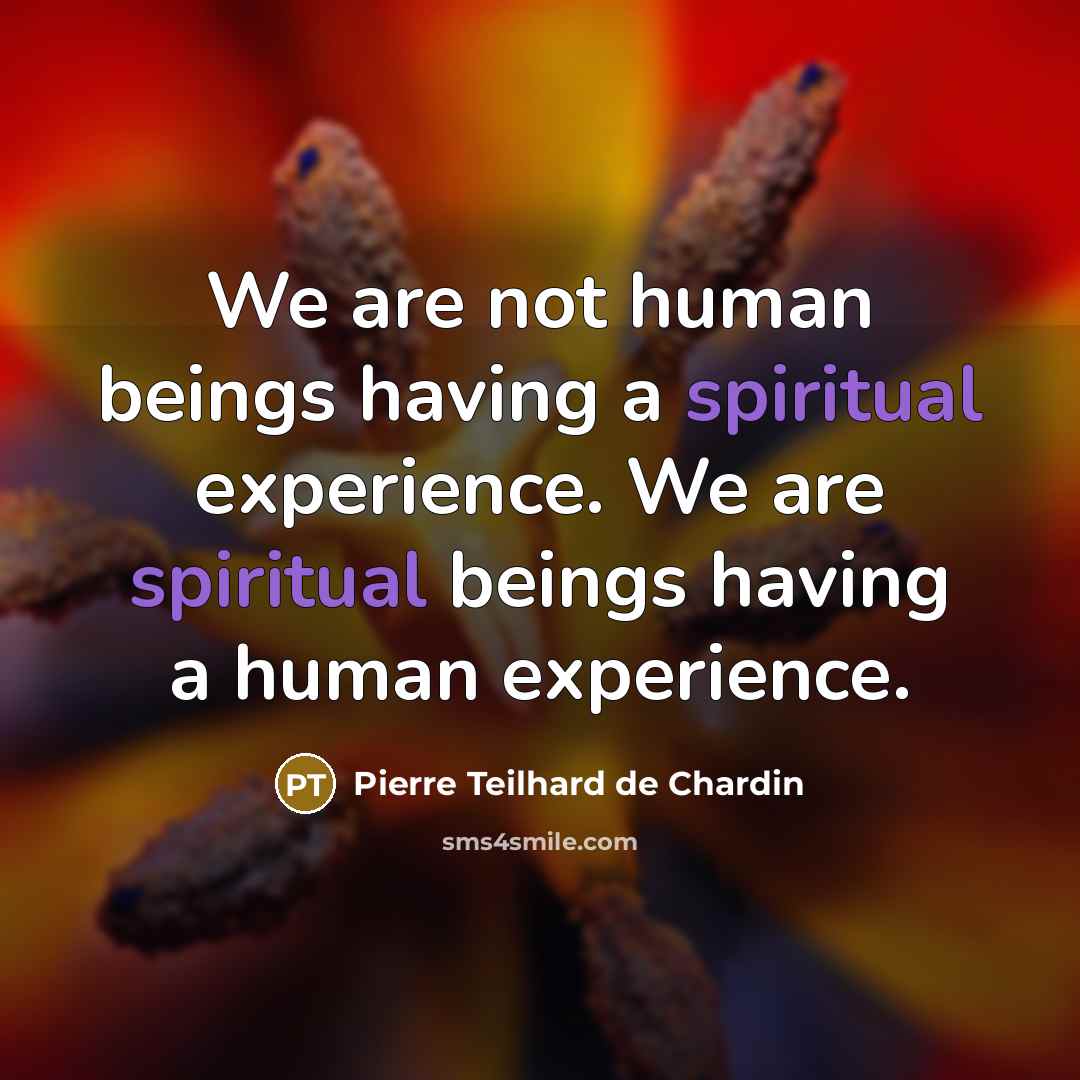 “We are not human beings having a spiritual experience. We…” quote by Pierre Teilhard de Chardin