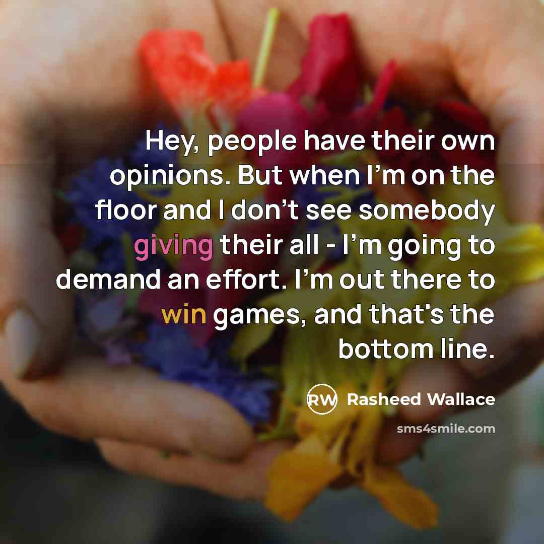 “Hey, people have their own opinions. But when I'm on…” quote by Rasheed Wallace