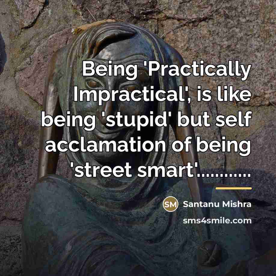 “Being 'Practically Impractical', is like being 'stupid' but self acclamation…” quote by Santanu Mishra