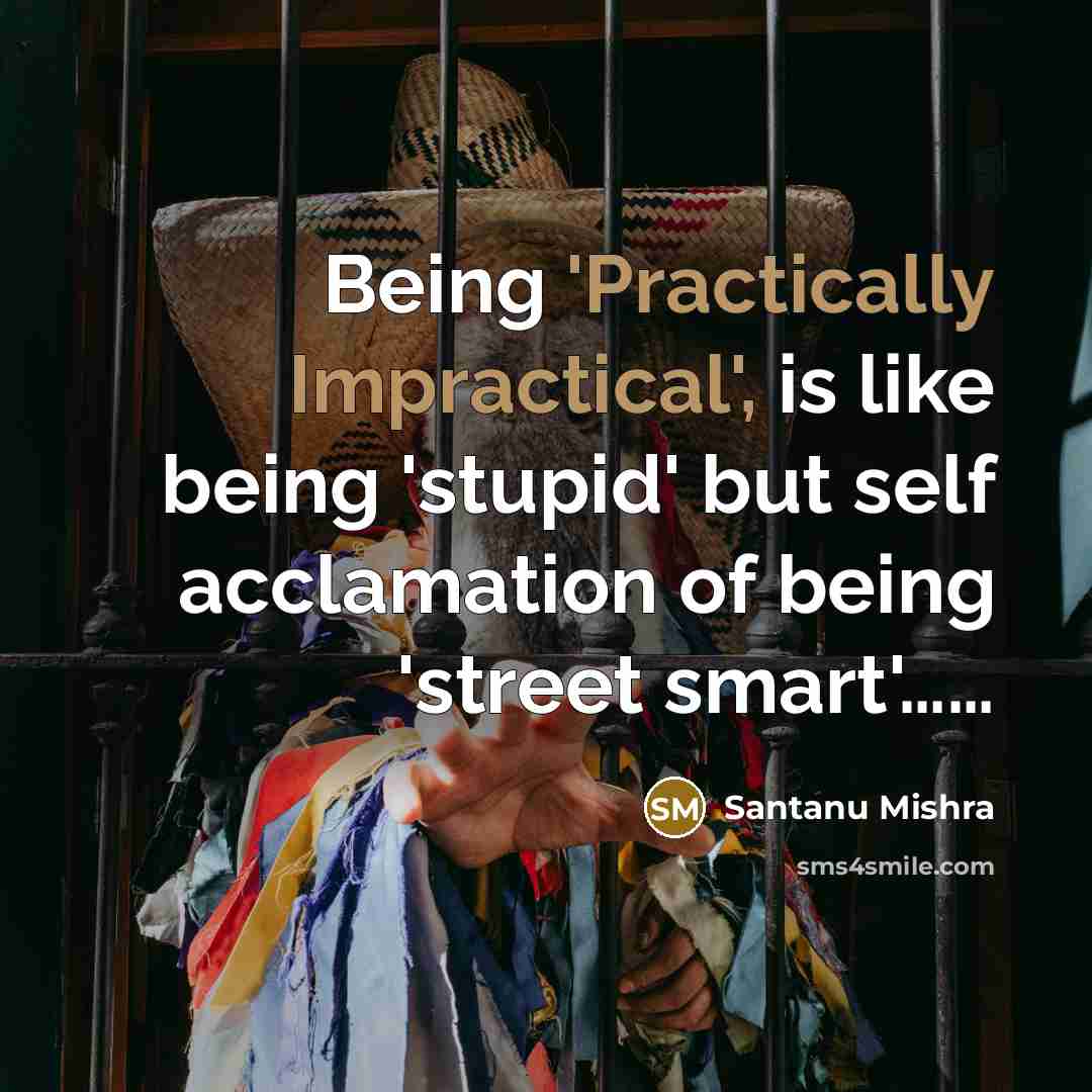 “Being 'Practically Impractical', is like being 'stupid' but self acclamation of being 'street smart'……” quote by Santanu Mishra