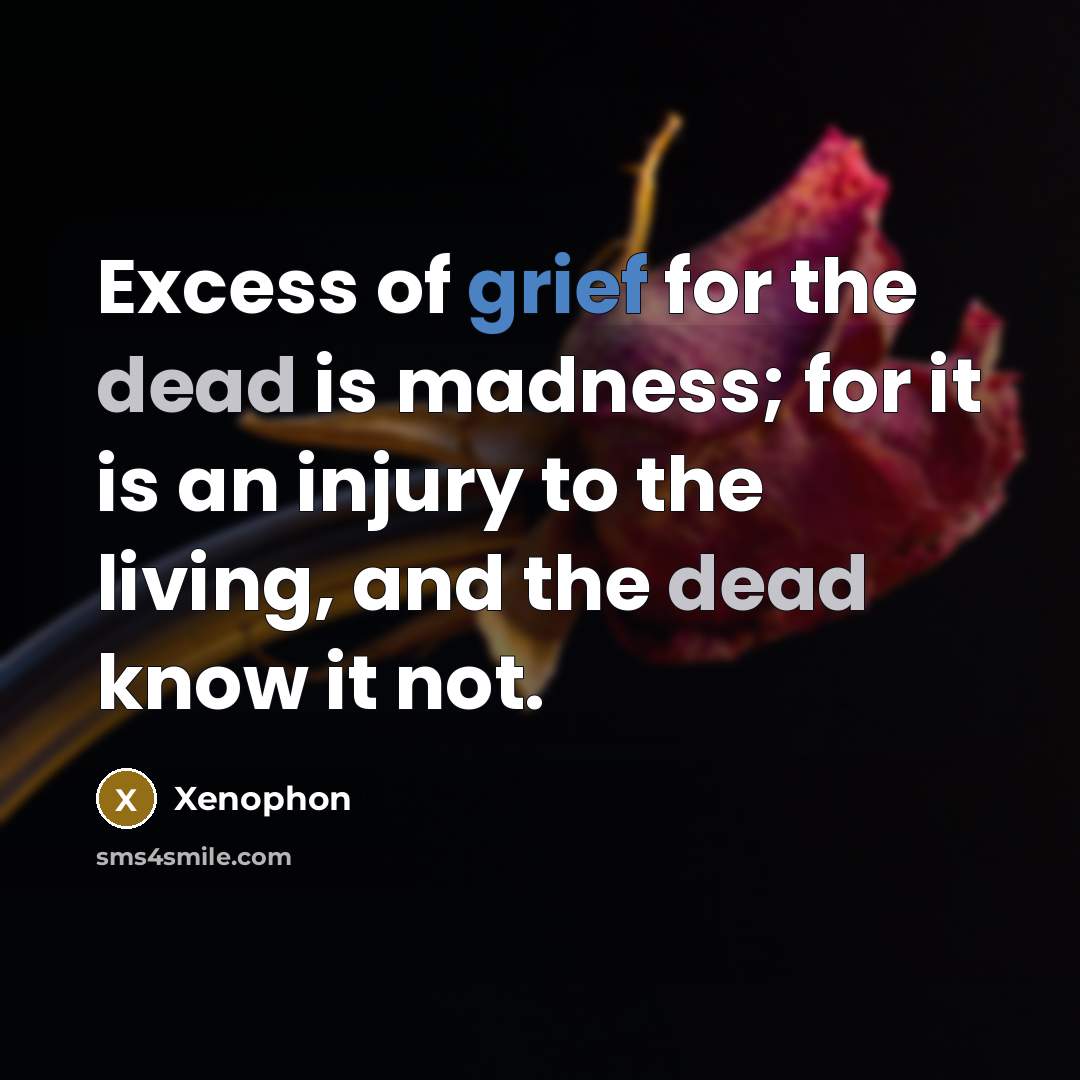 “Excess of grief for the dead is madness; for it…” quote by Xenophon