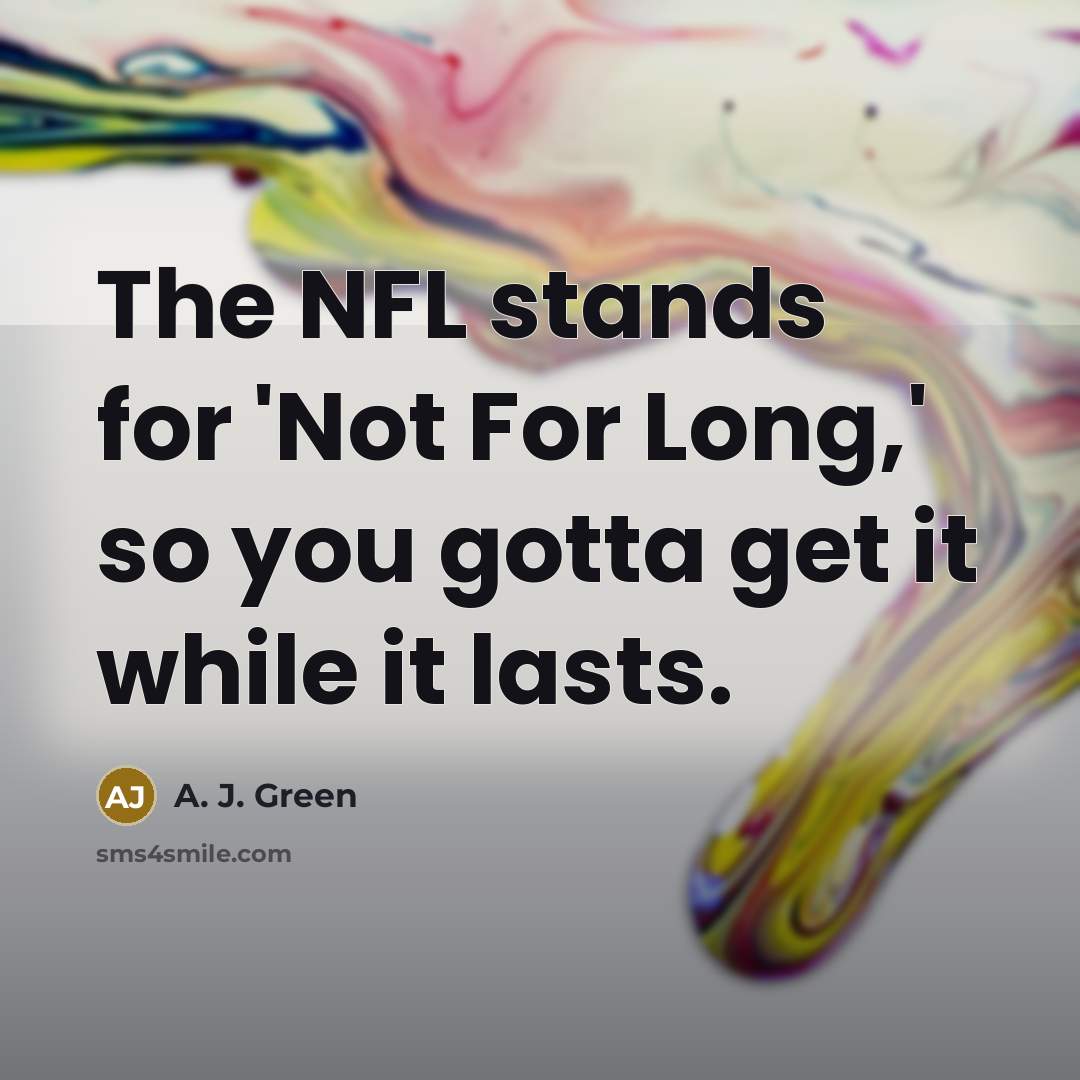 “The NFL stands for 'Not For Long,' so you gotta get it while it lasts.” quote by A. J. Green