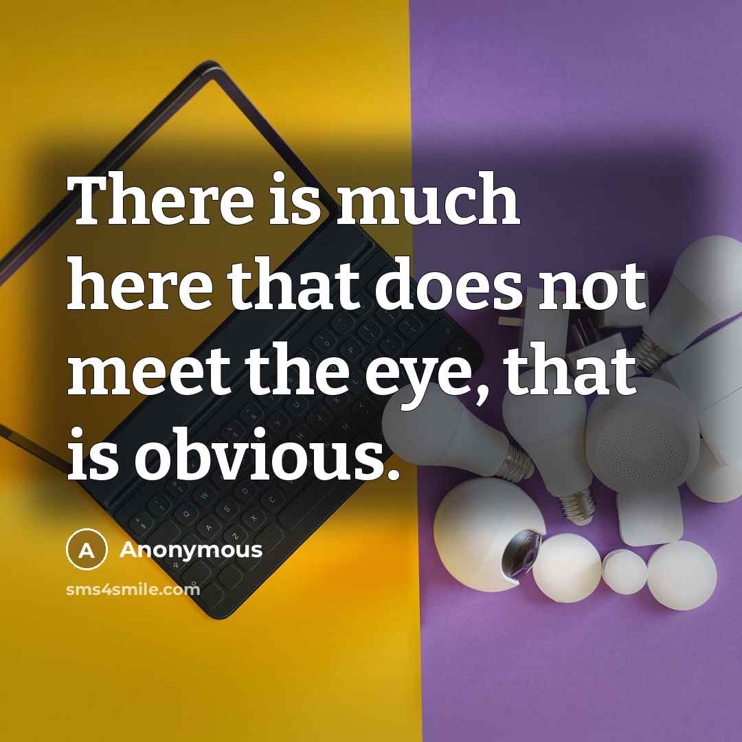“There is much here that does not meet the eye, that is obvious.” quote by Anonymous