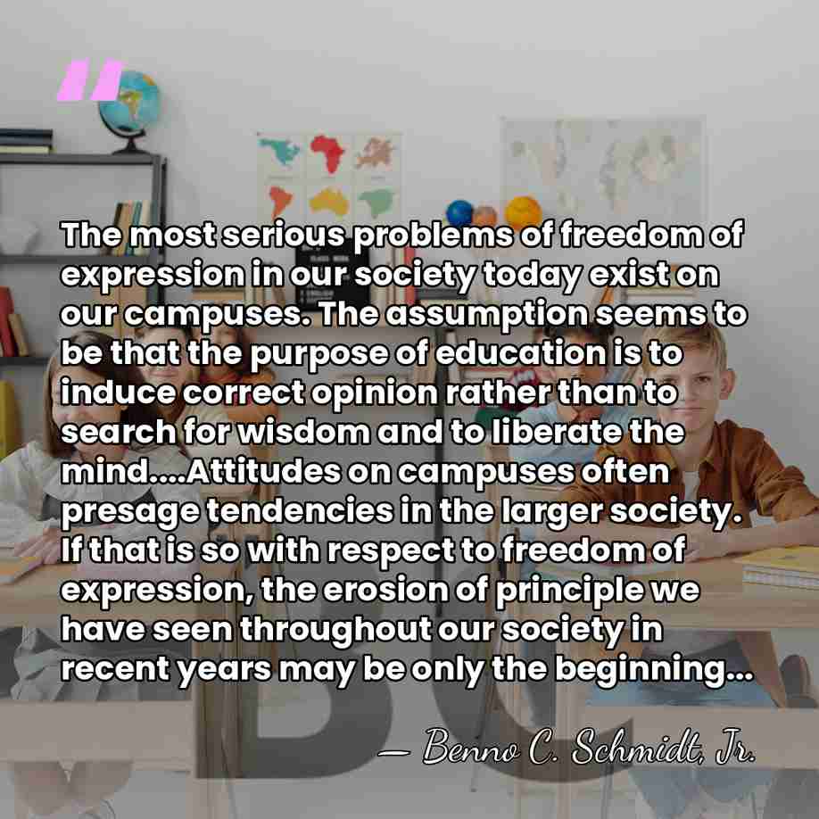 The most serious problems of freedom of expression in our society today&hellip; - Benno C. Schmidt, Jr.