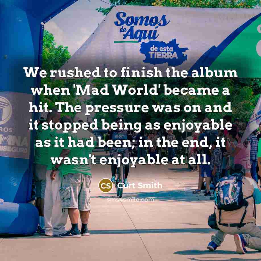 “We rushed to finish the album when 'Mad World' became…” quote by Curt Smith