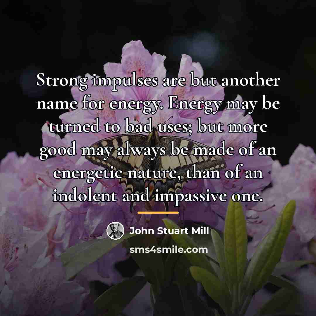 “Strong impulses are but another name for energy. Energy may…” quote by John Stuart Mill