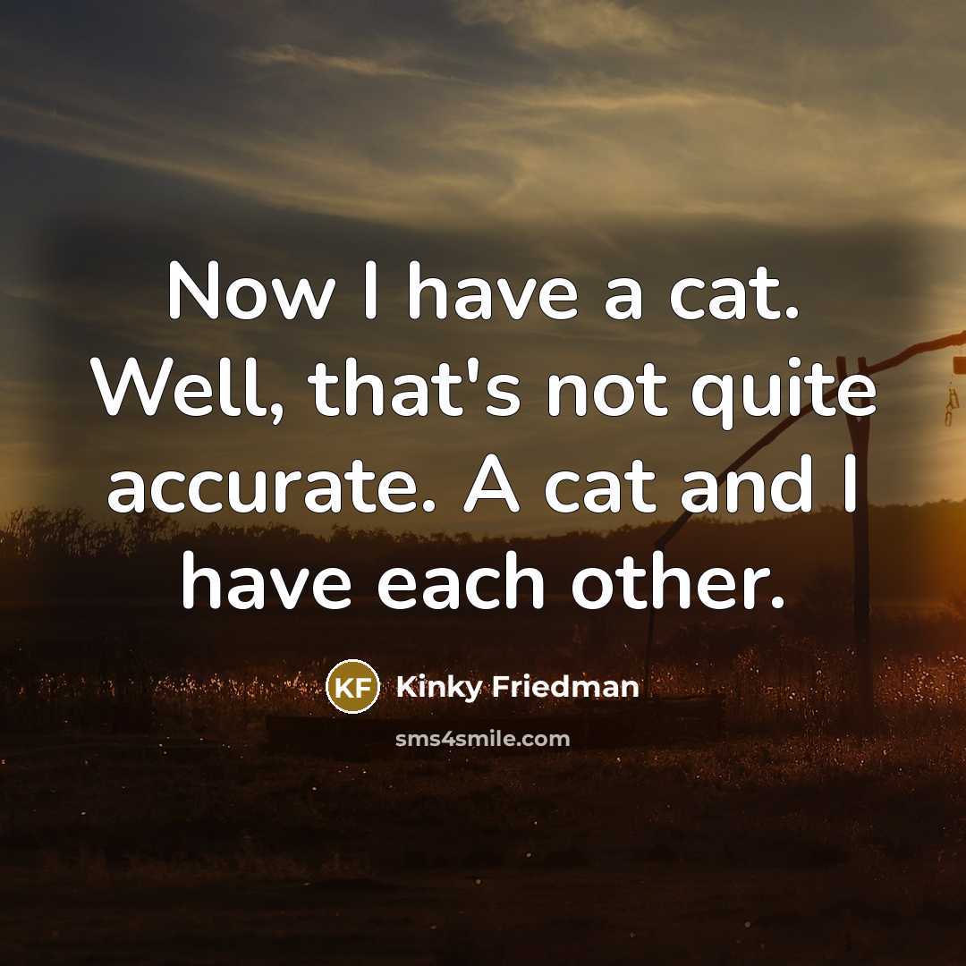 “Now I have a cat. Well, that's not quite accurate.…” quote by Kinky Friedman