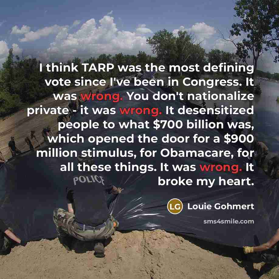 “I think TARP was the most defining vote since I've…” quote by Louie Gohmert