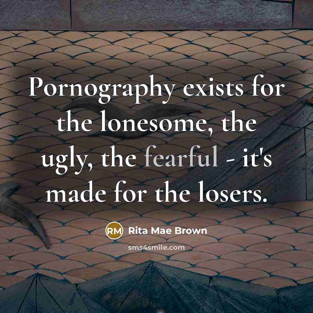 “Pornography exists for the lonesome, the ugly, the fearful -…” quote by Rita Mae Brown