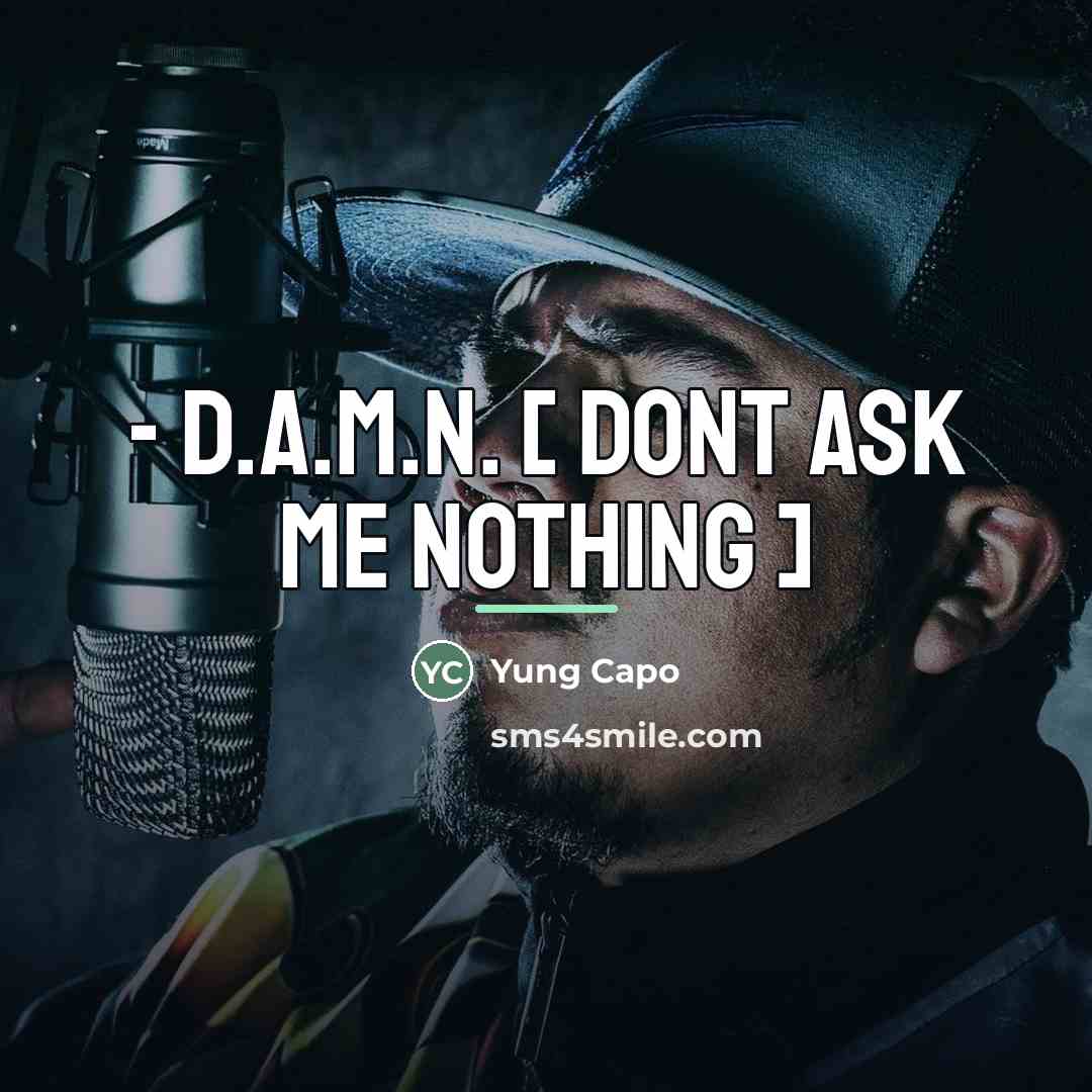 “- D.A.M.N. [ Dont Ask Me Nothing ]…” quote by Yung Capo