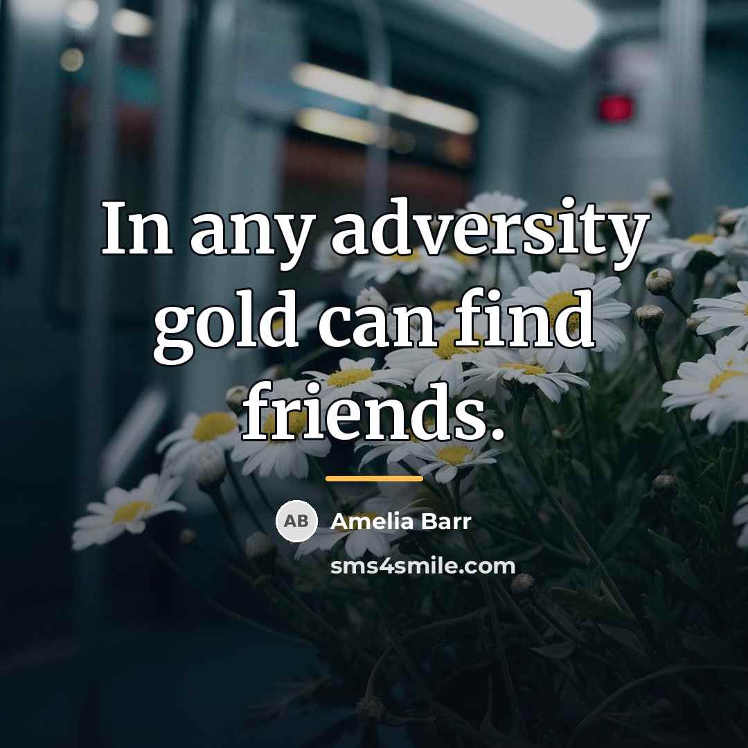 “In any adversity gold can find friends.…” quote by Amelia Barr