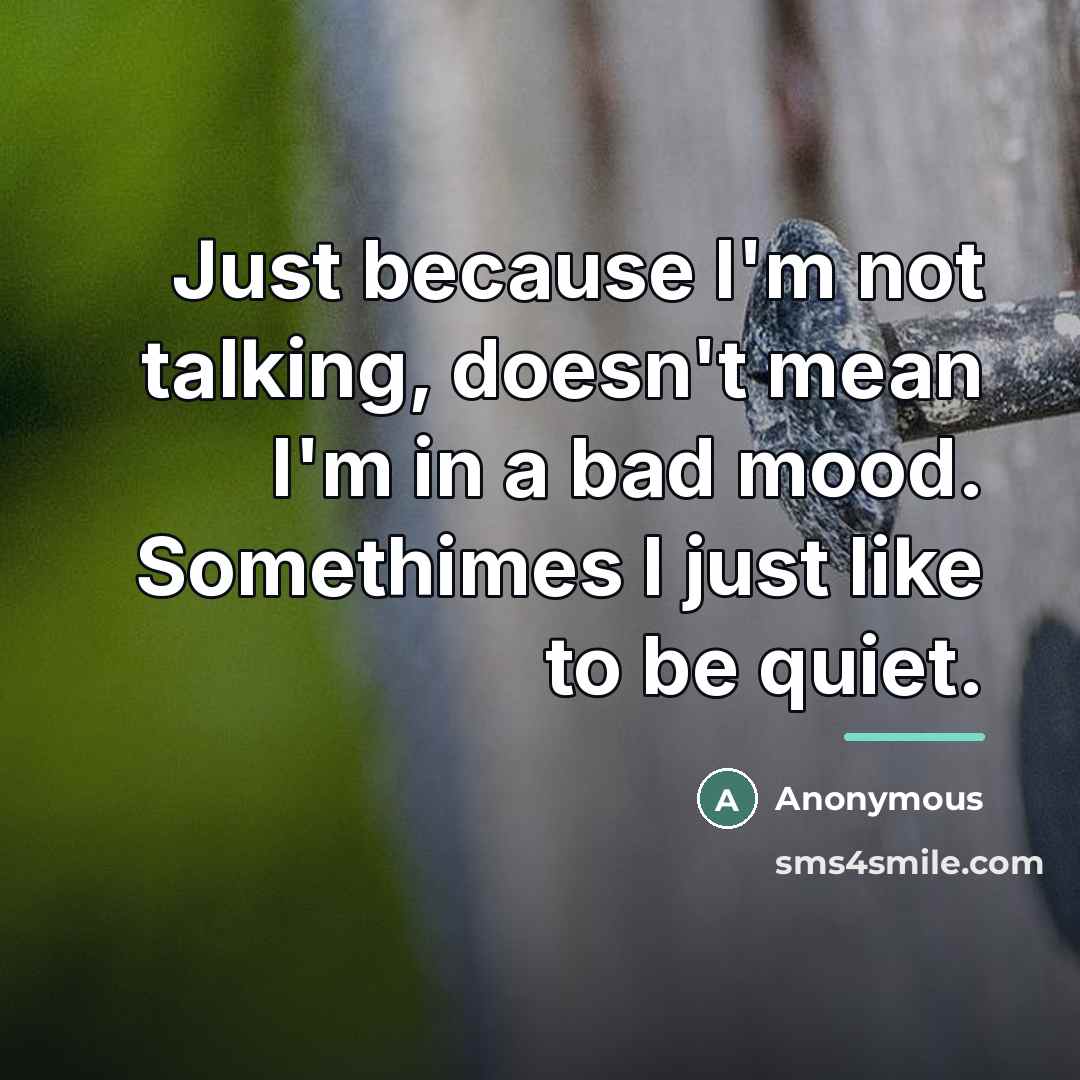 “Just because I'm not talking, doesn't mean I'm in a…” quote by Anonymous