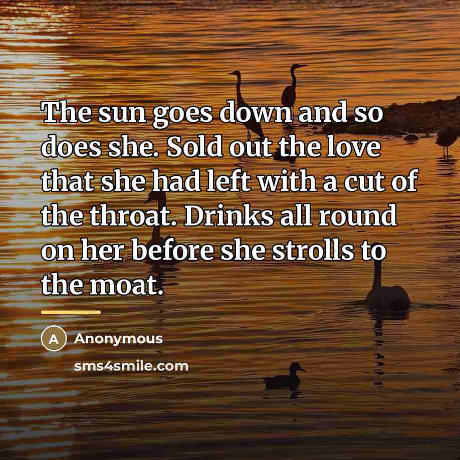 “The sun goes down and so does she. Sold out…” quote by Anonymous