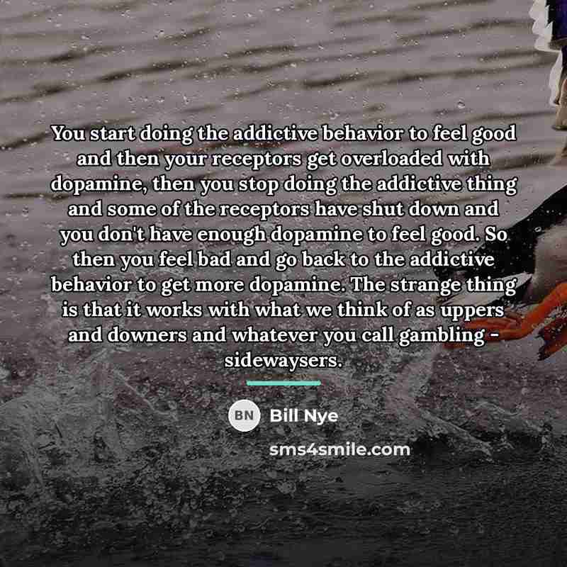 “You start doing the addictive behavior to feel good and…” quote by Bill Nye