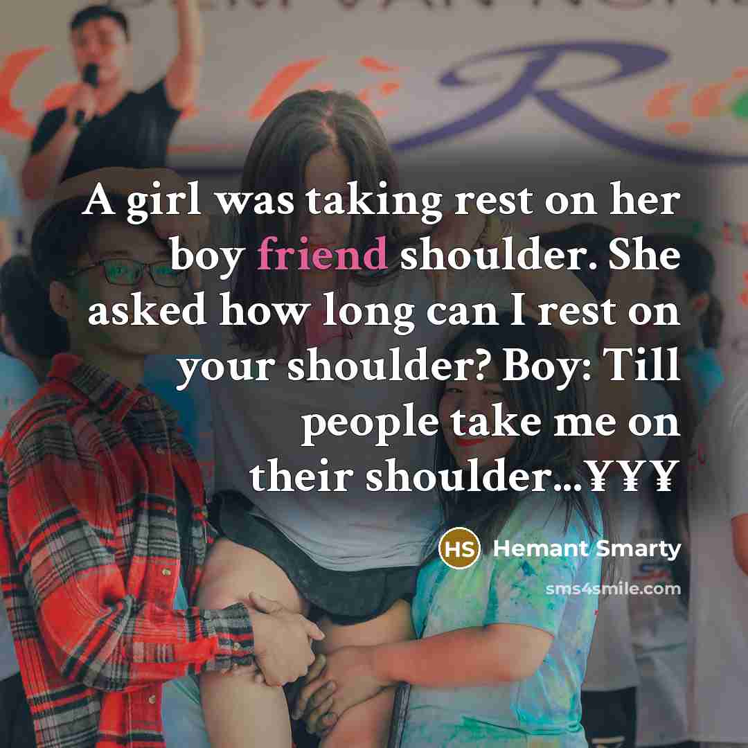 “A girl was taking rest on her boy friend shoulder.…” quote by Hemant Smarty