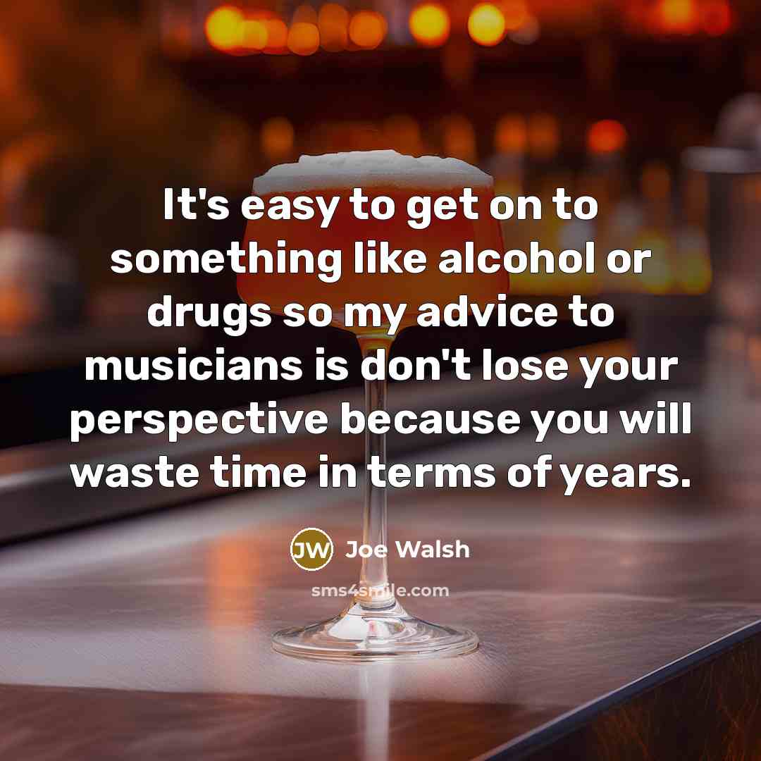 “It's easy to get on to something like alcohol or…” quote by Joe Walsh