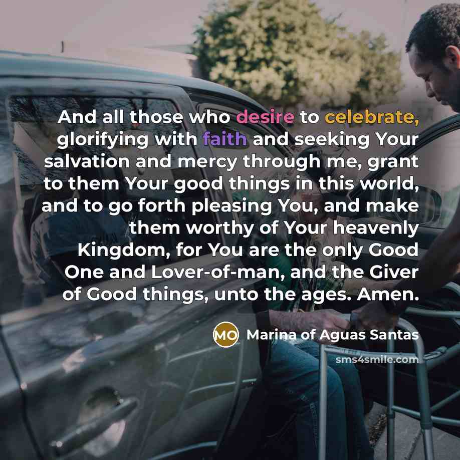 “And all those who desire to celebrate, glorifying with faith…” quote by Marina of Aguas Santas