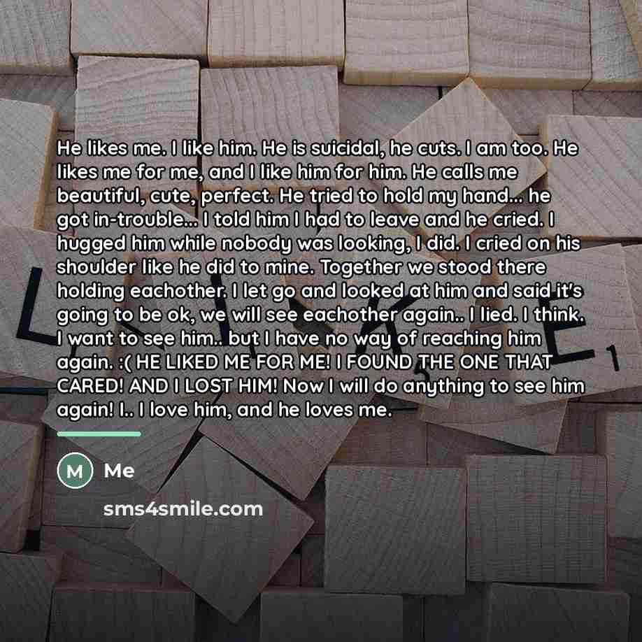 “He likes me. I like him. He is suicidal, he…” quote by Me