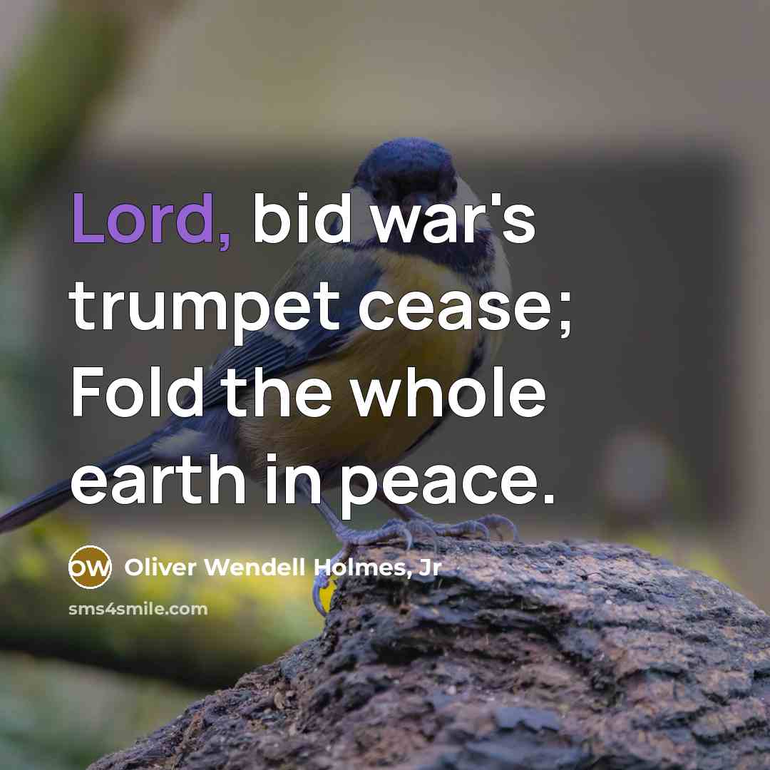 “Lord, bid war's trumpet cease; Fold the whole earth in…” quote by Oliver Wendell Holmes, Jr