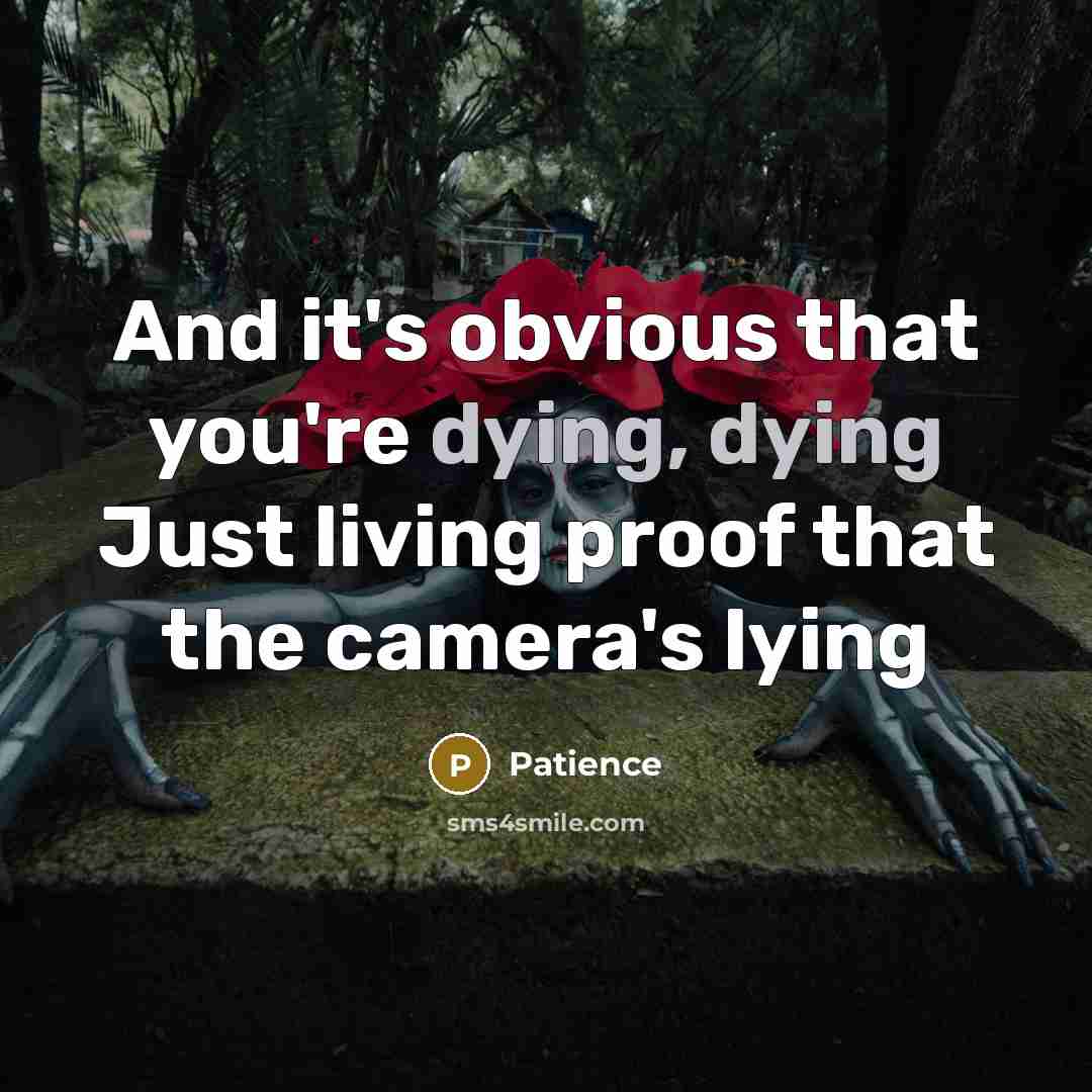 “And it's obvious that you're dying, dying Just living proof…” quote by Patience