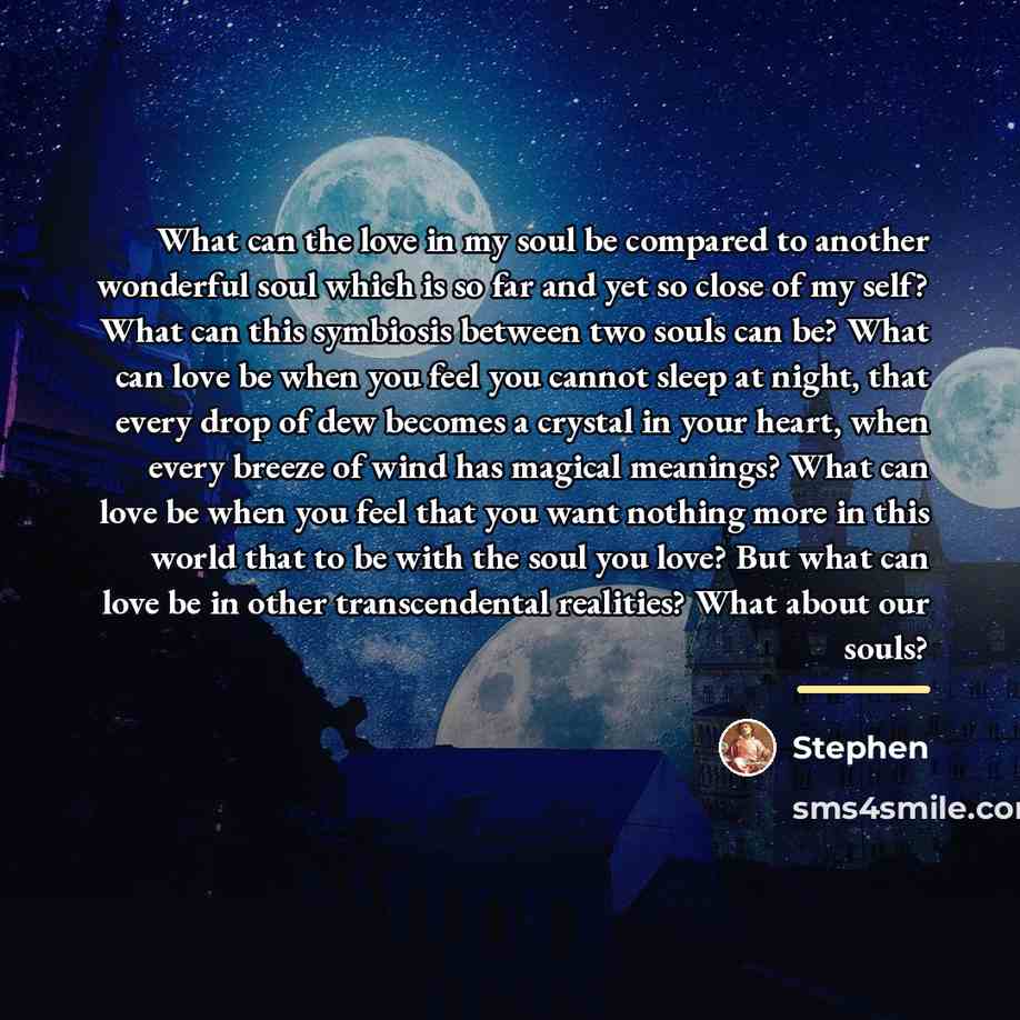 “What can the love in my soul be compared to…” quote by Stephen