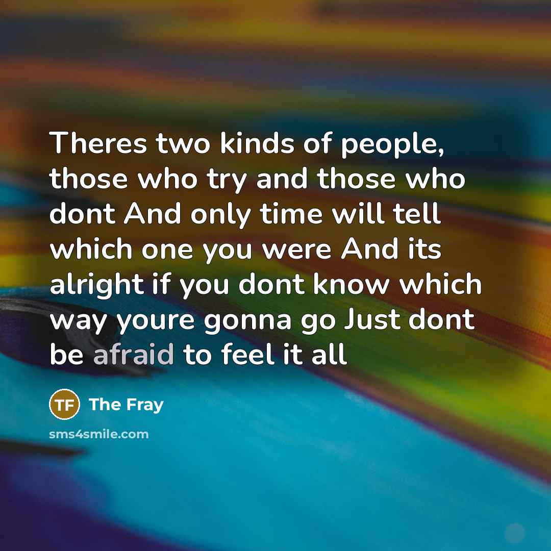 “Theres two kinds of people, those who try and those…” quote by The Fray