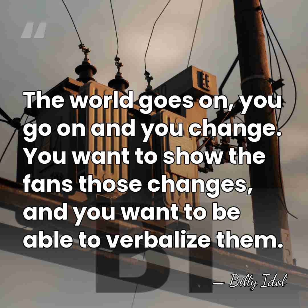 The world goes on, you go on and you change. You want&hellip; - Billy Idol