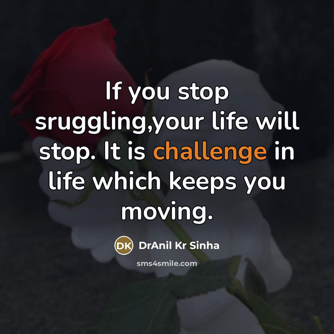 “If you stop sruggling,your life will stop. It is challenge…” quote by DrAnil Kr Sinha