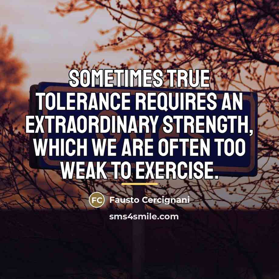 “Sometimes true tolerance requires an extraordinary strength, which we are…” quote by Fausto Cercignani