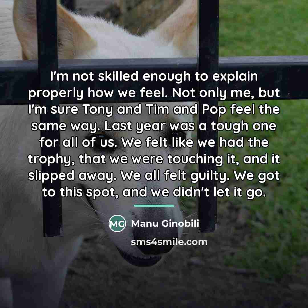 “I'm not skilled enough to explain properly how we feel.…” quote by Manu Ginobili