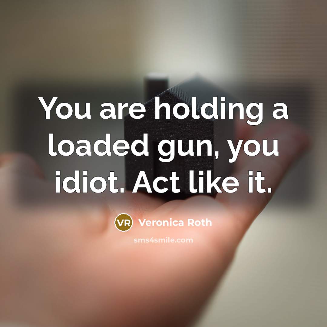 “You are holding a loaded gun, you idiot. Act like…” quote by Veronica Roth