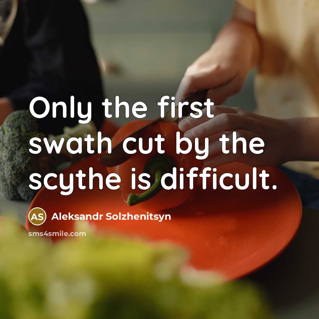 “Only the first swath cut by the scythe is difficult.…” quote by Aleksandr Solzhenitsyn