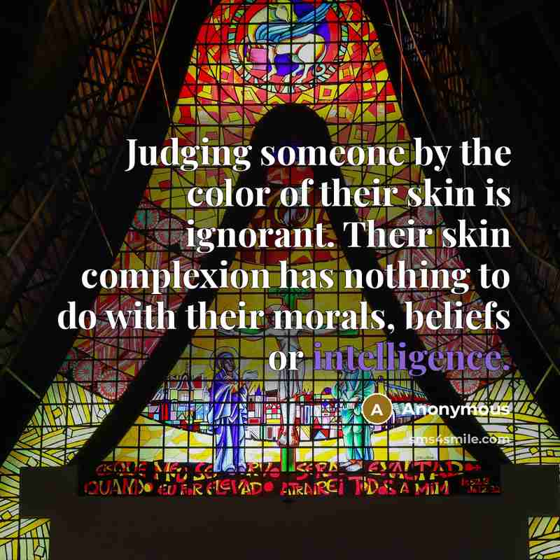“Judging someone by the color of their skin is ignorant.…” quote by Anonymous