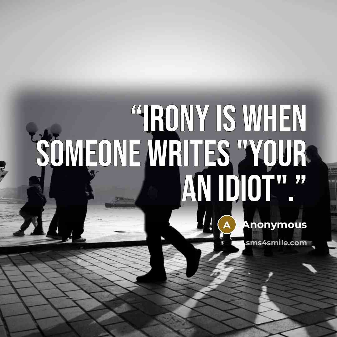 “Irony is when someone writes "Your an idiot".” quote by Anonymous