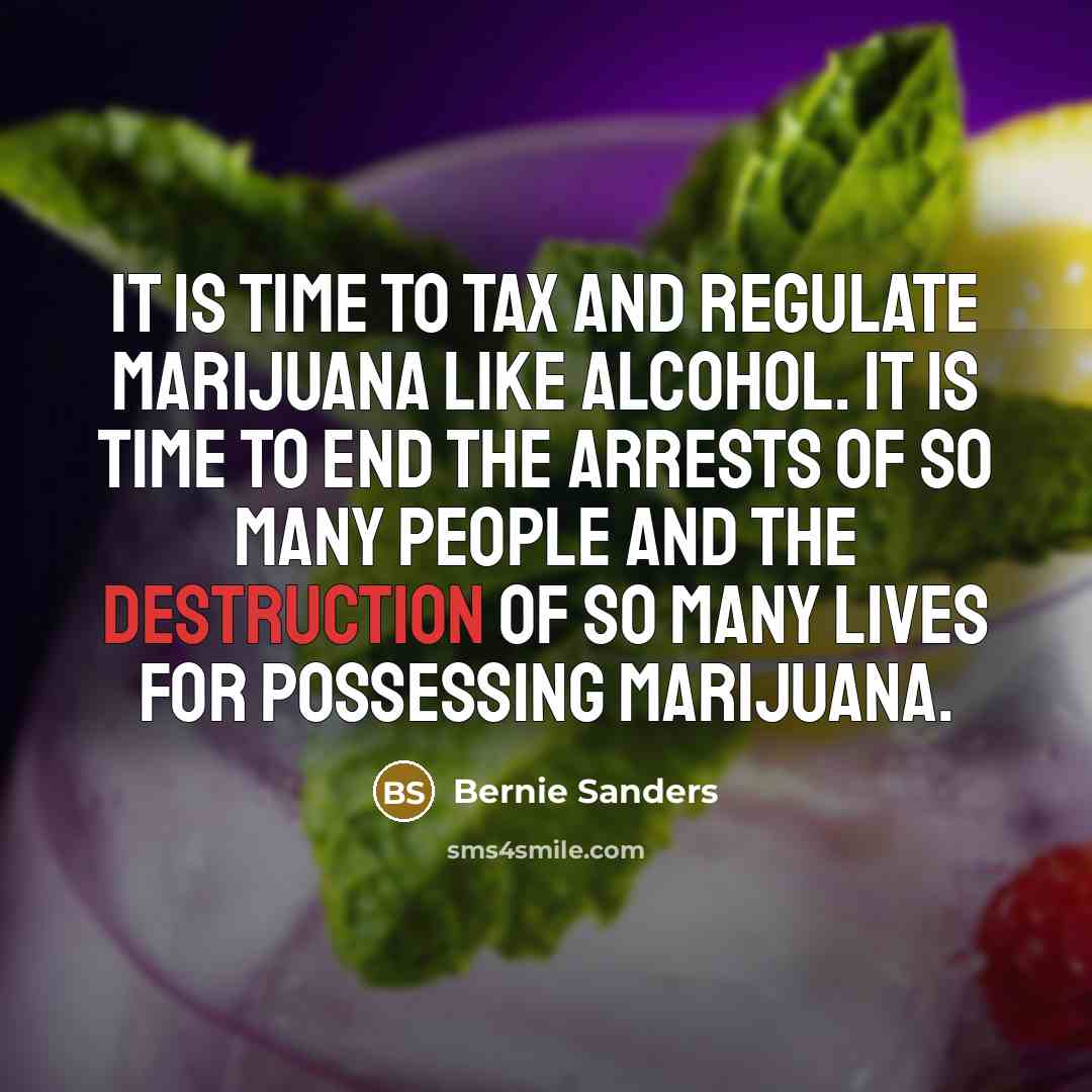 “It is time to tax and regulate marijuana like alcohol.…” quote by Bernie Sanders