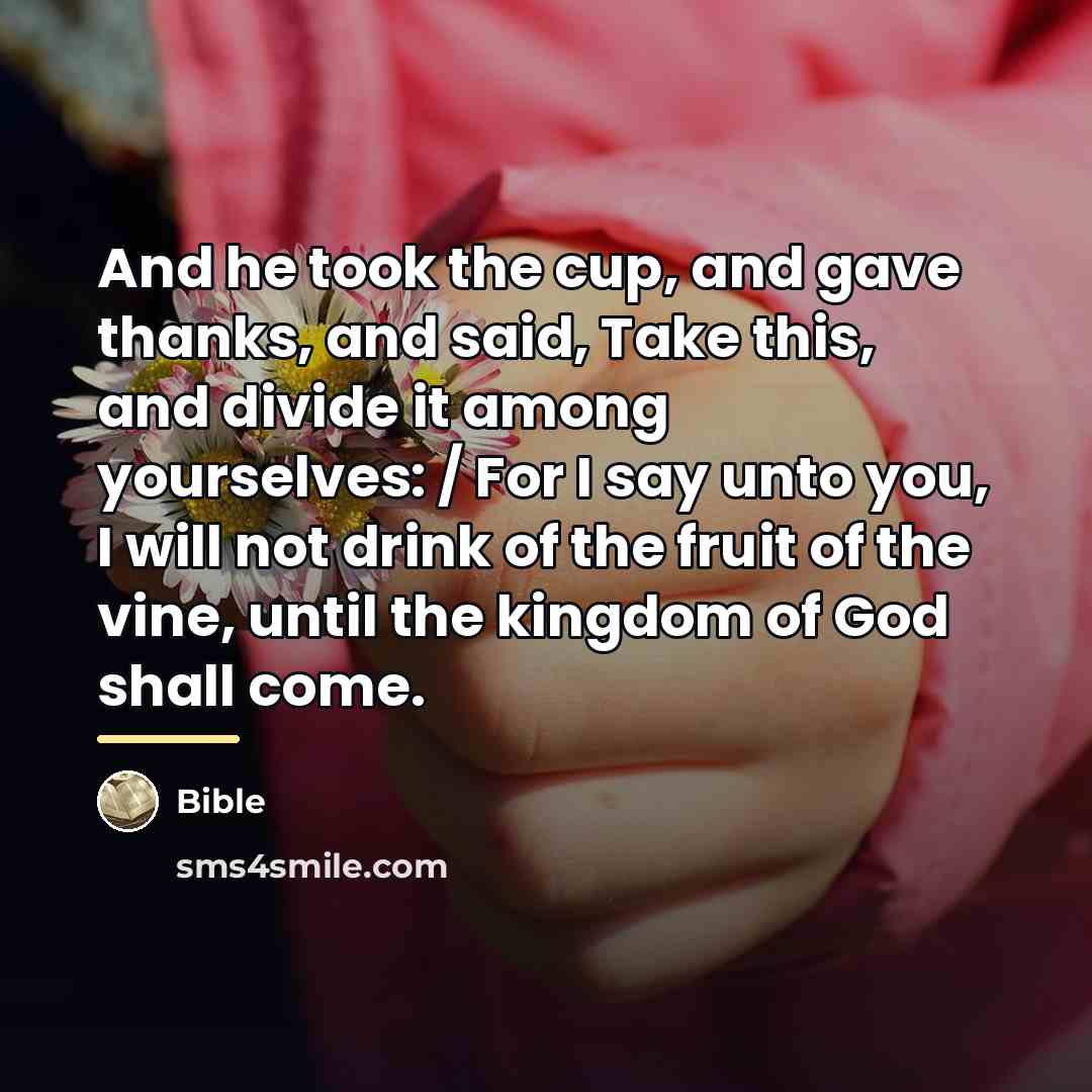 “And he took the cup, and gave thanks, and said,…” quote by Bible