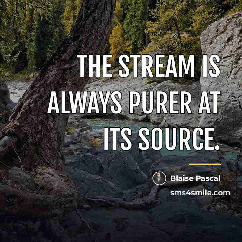 “The stream is always purer at its source.…” quote by Blaise Pascal
